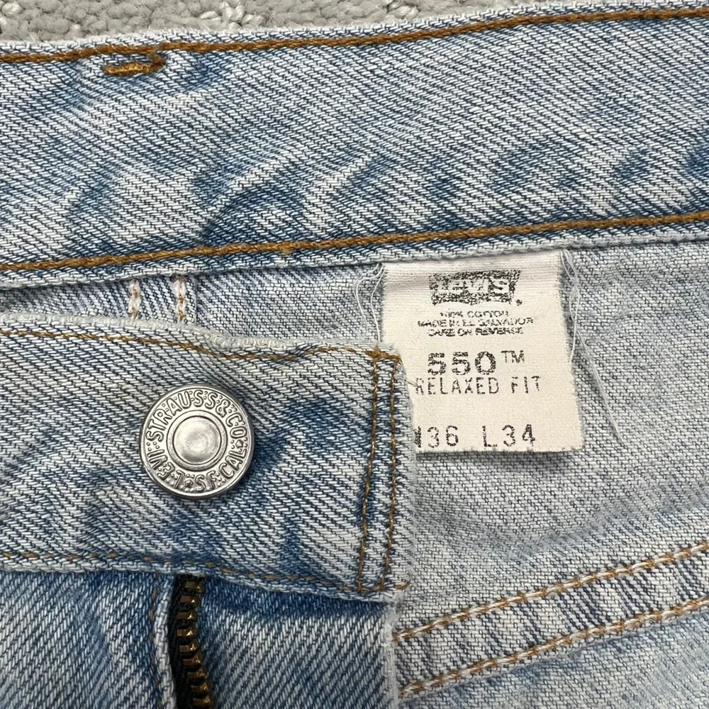 VINTAGE Y2k Levis 550 Jeans Men 36x34(34x33.5) Relaxed Fit Blue Denim Distressed